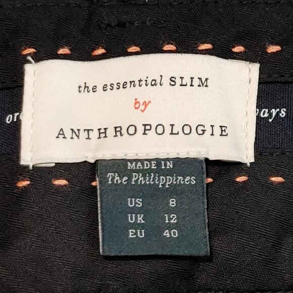 Anthropologie The Essential Slim Trouser Pants High Rise Cropped Black Womens 8 - Picture 8 of 9